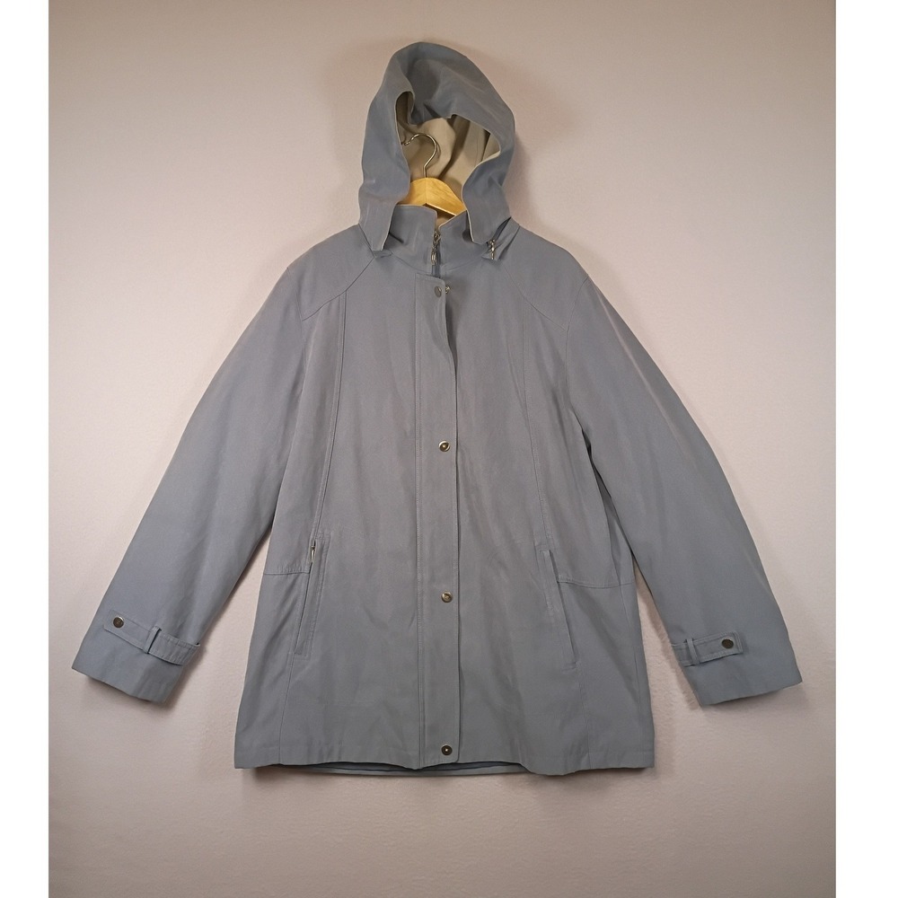 Coastal Minimalist Gallery‎ Womens Large Blue Detachable Hood Zip Rain Jacket